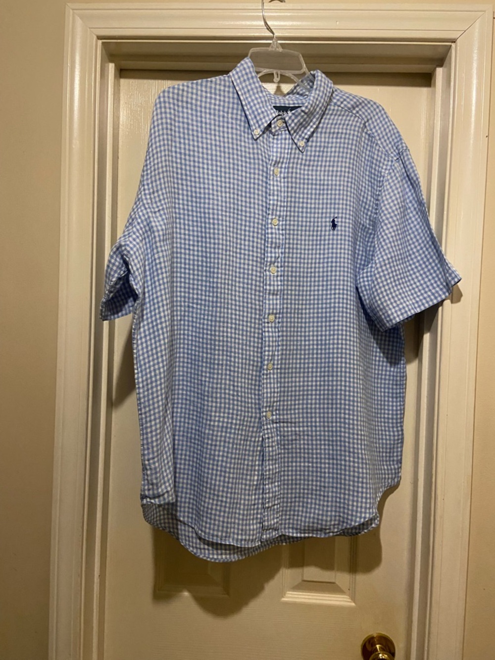 Ralph Lauren Light Blue & White Gingham Short-Sleeve Button-Down Shirt
